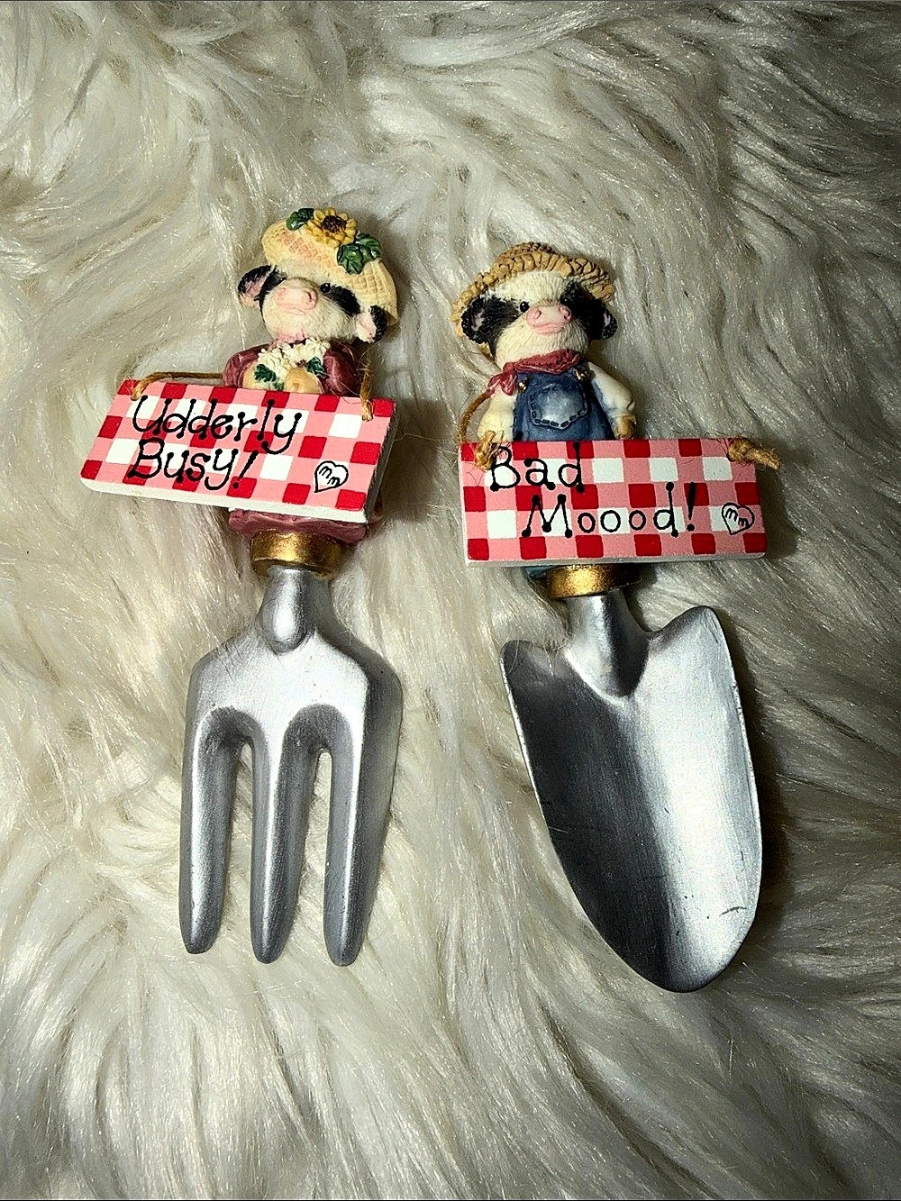 Enesco Mary's Moo Moos Mini Garden Tool Set (Udderly Busy & Bad Moood) Silver &